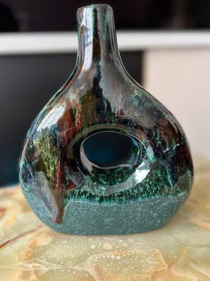 Superbe vase en céramique émaillée, fabrication artisanale à Marrakech