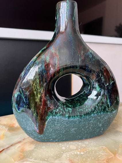 Superbe vase en céramique émaillée, fabrication artisanale à Marrakech