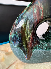 Superbe vase en céramique émaillée, fabrication artisanale à Marrakech