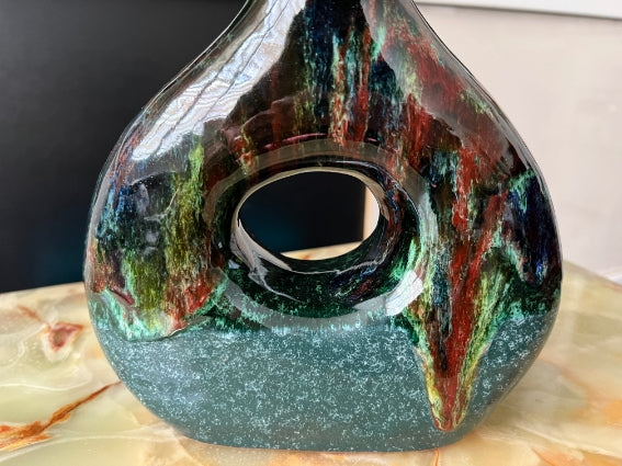 Superbe vase en céramique émaillée, fabrication artisanale à Marrakech