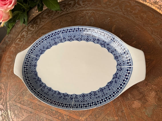 Plat ovale longueur 37 cm porcelaine COCEMA de Fès, Maroc
