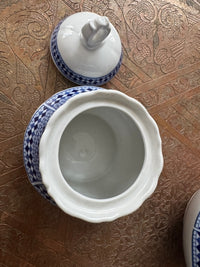 Elégant trio cafetière/sucrier/pot à lait porcelaine COCEMA de Fès, Maroc