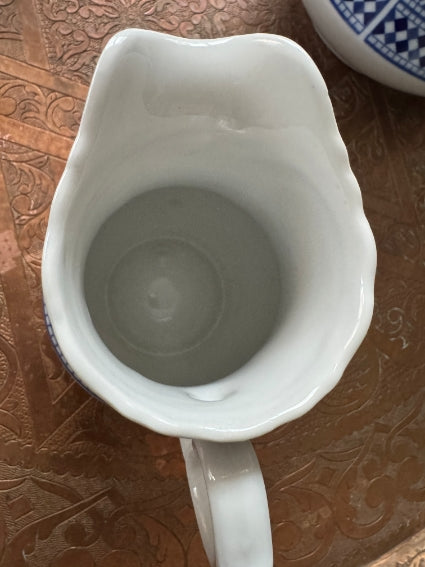 Elégant trio cafetière/sucrier/pot à lait porcelaine COCEMA de Fès, Maroc