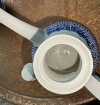 Elégant trio cafetière/sucrier/pot à lait porcelaine COCEMA de Fès, Maroc