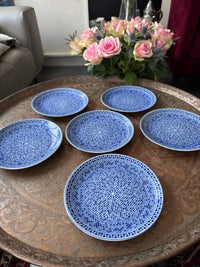 Lot de 6 assiettes 17 cm porcelaine COCEMA de Fès, Maroc