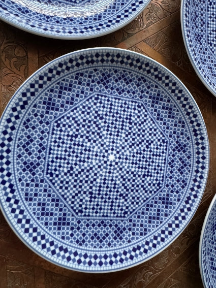 Lot de 6 assiettes 17 cm porcelaine COCEMA de Fès, Maroc
