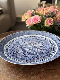 Grand plat rond 40,5 cm porcelaine COCEMA de Fès, Maroc