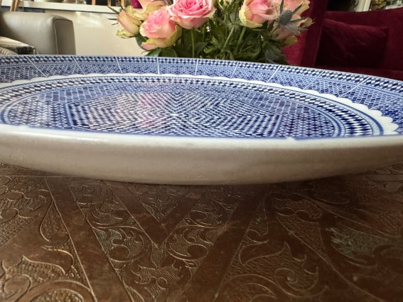 Grand plat rond 40,5 cm porcelaine COCEMA de Fès, Maroc