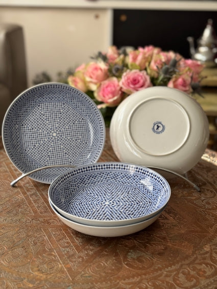 Lot de 4 assiettes creuses porcelaine COCEMA de Fès, Maroc