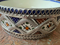 Boîte à bijoux céramique et métal, fabrication artisanale à Fès, Maroc (N1)