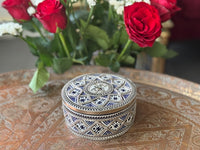 Boîte à bijoux en céramique et métal, fabrication artisanale à Fès, Maroc (modèle n2)