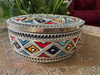Boîte à bijoux en céramique et métal, fabrication artisanale à Fès, Maroc (modèle n3)