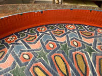 Plateau rond "zwak" boho en bois peint à la main, fabriqué à Marrakech (N3)
