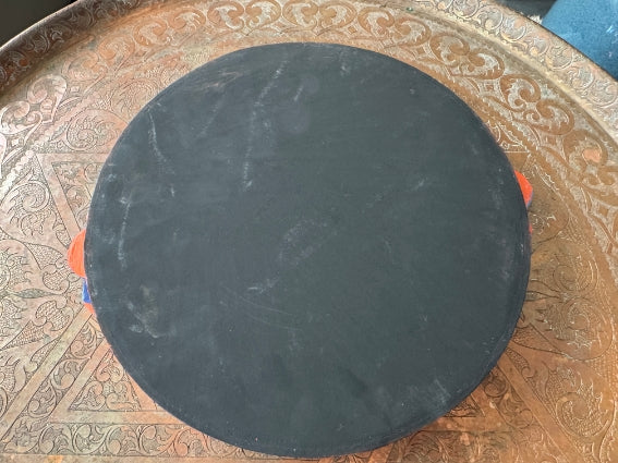 Plateau rond "zwak" boho en bois peint à la main, fabriqué à Marrakech (N3)