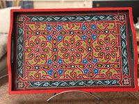 Plateau "zwak" boho en bois peint à la main, fabriqué à Marrakech, taille 30x43 cm (N4)