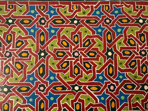 Plateau "zwak" boho en bois peint à la main, fabriqué à Marrakech, taille 30x43 cm (N4)