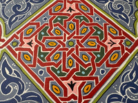 Plateau "zwak" boho en bois peint à la main, fabriqué à Marrakech, taille 30x43 cm (N5)