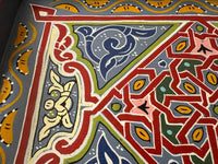 Plateau "zwak" boho en bois peint à la main, fabriqué à Marrakech, taille 30x43 cm (N5)