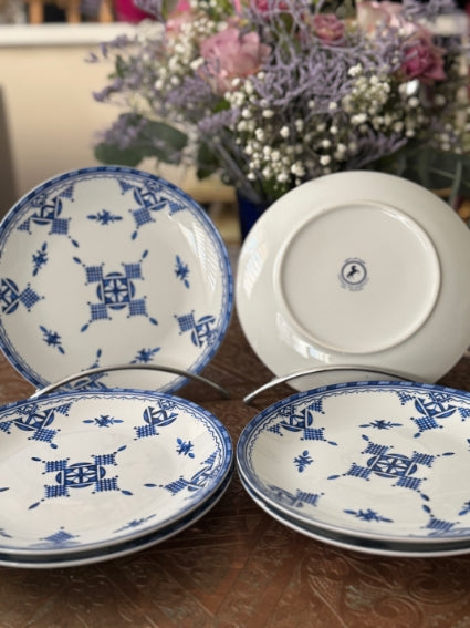 Lot de 6 assiettes 20 cm céramique COCEMA de Fès, Maroc, motif "Broderie Bleue"