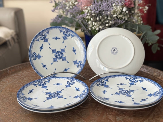 Lot de 6 assiettes 20 cm céramique COCEMA de Fès, Maroc, motif "Broderie Bleue"
