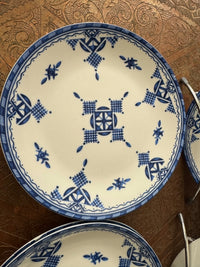 Lot de 6 assiettes 20 cm céramique COCEMA de Fès, Maroc, motif "Broderie Bleue"