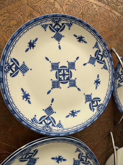 Lot de 6 assiettes 20 cm céramique COCEMA de Fès, Maroc, motif "Broderie Bleue"