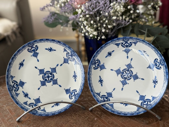 Lot de 2 assiettes 20 cm céramique COCEMA de Fès, Maroc, motif "Broderie Bleue"