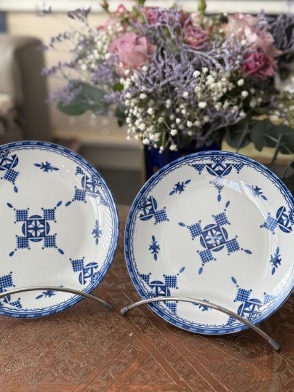 Lot de 2 assiettes 20 cm céramique COCEMA de Fès, Maroc, motif "Broderie Bleue"
