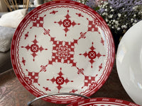 Lot de 6 assiettes 26 cm céramique COCEMA de Fès, Maroc, motif "Broderie Rouge"