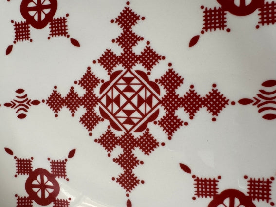 Lot de 6 assiettes 26 cm céramique COCEMA de Fès, Maroc, motif "Broderie Rouge"