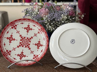 Lot de 2 assiettes 26 cm céramique COCEMA de Fès, Maroc, motif "Broderie Rouge"