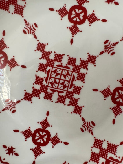 Lot de 2 assiettes 26 cm céramique COCEMA de Fès, Maroc, motif "Broderie Rouge"