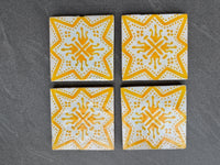 Lot de 4 carreaux de zellige marocains, fabrication artisanale à Fès, pour sols ou murs (M3)