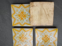 Lot de 4 carreaux de zellige marocains, fabrication artisanale à Fès, pour sols ou murs (M3)