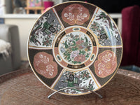 Plat rond 32 cm porcelaine COCEMA de Fès, Maroc, décor "Taous" (P1)