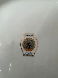 Plat rond 32 cm porcelaine COCEMA de Fès, Maroc, décor "Taous" (P1)