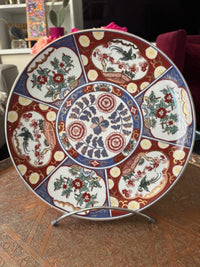 Plat rond 32 cm porcelaine COCEMA de Fès, Maroc, décor "Taous" (P2)