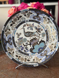 Plat rond 32 cm porcelaine COCEMA de Fès, Maroc, décor "Taous" (P3)