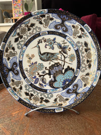 Plat rond 32 cm porcelaine COCEMA de Fès, Maroc, décor "Taous" (P3)