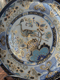 Plat rond 32 cm porcelaine COCEMA de Fès, Maroc, décor "Taous" (P3)