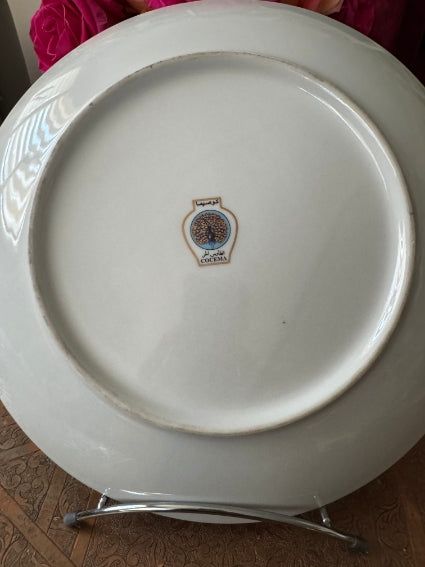 Plat rond 32 cm porcelaine COCEMA de Fès, Maroc, décor "Taous" (P3)