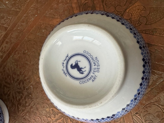 Lot de 2 bols porcelaine COCEMA de Fès, Maroc