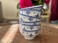 Lot de 6 bols céramique COCEMA de Fès, Maroc, motif "Broderie Bleue"