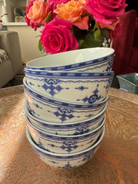 Lot de 6 bols céramique COCEMA de Fès, Maroc, motif "Broderie Bleue"