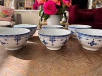 Lot de 6 bols céramique COCEMA de Fès, Maroc, motif "Broderie Bleue"