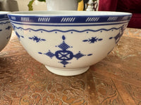 Lot de 2 bols céramique COCEMA de Fès, Maroc, motif "Broderie Bleue"