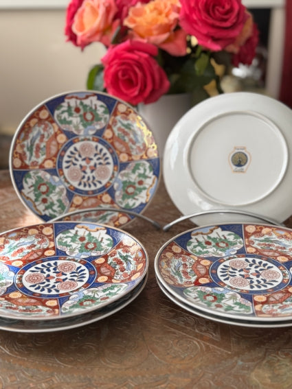 Lot de 6 assiettes à dessert 20 cm porcelaine COCEMA de Fès, Maroc, décor "Taous"