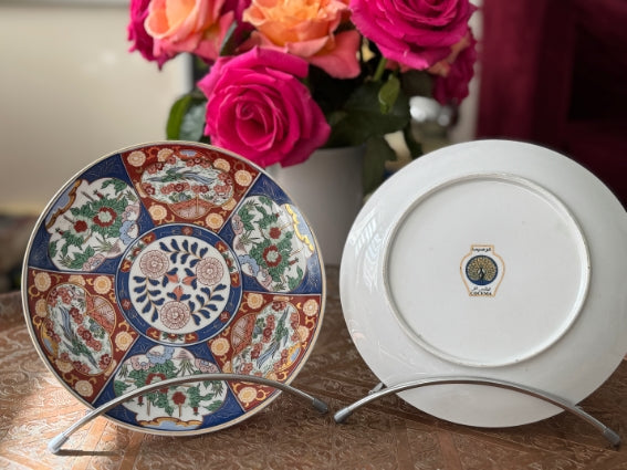 Lot de 2 assiettes à dessert 20 cm porcelaine COCEMA de Fès, Maroc, décor "Taous"