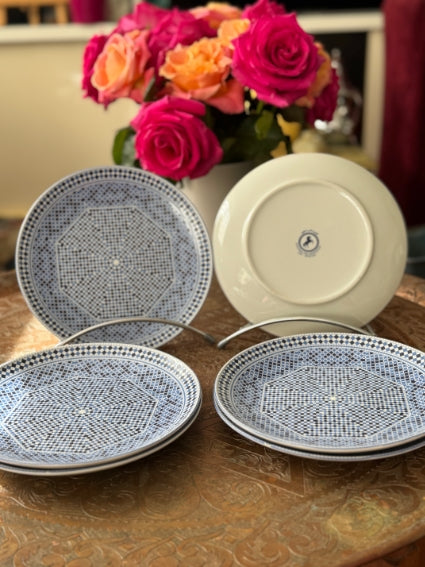 Lot de 6 assiettes 20 cm porcelaine COCEMA de Fès, Maroc