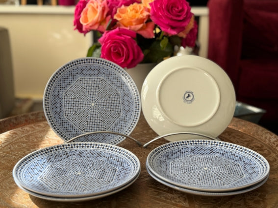 Lot de 6 assiettes 20 cm porcelaine COCEMA de Fès, Maroc